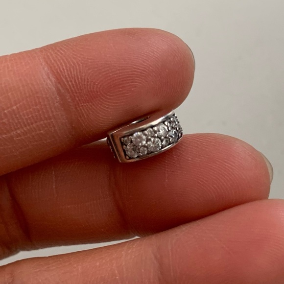 Authentic Pandora CZ Bling Sparkling Charm Safety Clip Stopper Spacer - Picture 5 of 9